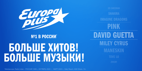 «Европа Плюс» заняла лидирующую позицию среди российских радиостанций «Европа Плюс» заняла лидирующую позицию среди российских радиостанций